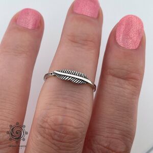 Boho Feather Sterling Silver Ring Sizes 3 - 10